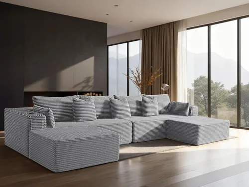Vista 112 de Sofá modular de gran tamaño de 108 pulgadas, cómodo sofá deshuesado en forma de U para sala de estar, asientos extra profundos, sin montaje, sofá