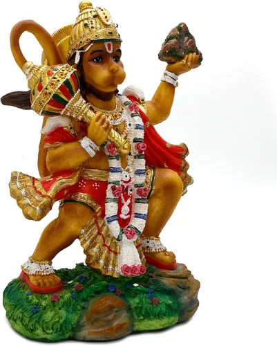 Vista 8 de alikiki Estatua de Hanuman volador de Dios hindú – 9.2 pulgadas de alto Jayanti Murti Pooja Diwali regalo para amigo indio, familia, altar puja