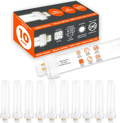 Vista 57 de GoodBulb Bombillas CFL de 13 W, base GX23 de 2 pines, 2700 K, blanco suave, 13 W, alto rendimiento, 800 lúmenes, bombillas fluorescentes compactas