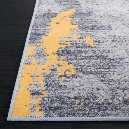 Vista 2 de SAFAVIEH Alfombra lavable Tacoma Collection – 2 pies 6 pulgadas x 4 pies, gris y dorado, antideslizante y fácil de limpiar, ideal para entrada