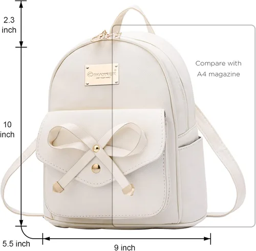 Vista 3 de Bonita mochila de piel con lazo para mujer