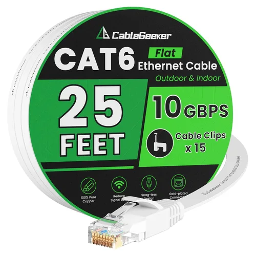 Vista 24 de Cable Ethernet Cat 6 de 10 pies, paquete de 2 unidades, para interiores y exteriores, red de Internet de 10 Gbps de alta velocidad, cable Ethernet