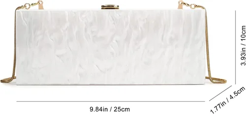 Vista 3 de Bolso de mano de acrílico para mujer, bolso de mano de acrílico de perlas largas para cenas, fiestas, bodas, iPhone