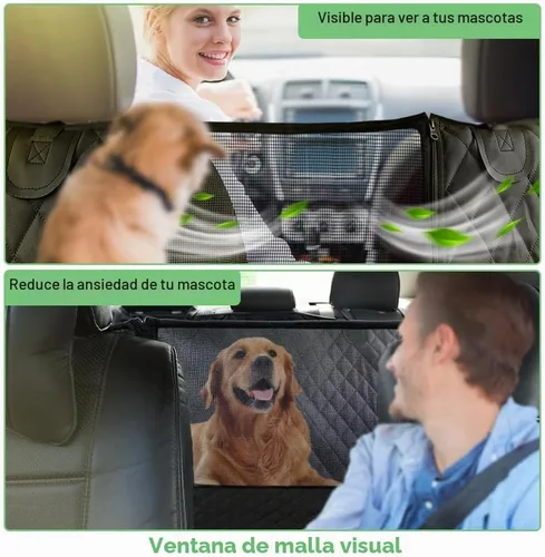 Vista 2 de Vailge - Fundas para asiento de coche para perros 100% impermeables convertibles, funda para asiento de perro impermeable con ventana de malla Negro