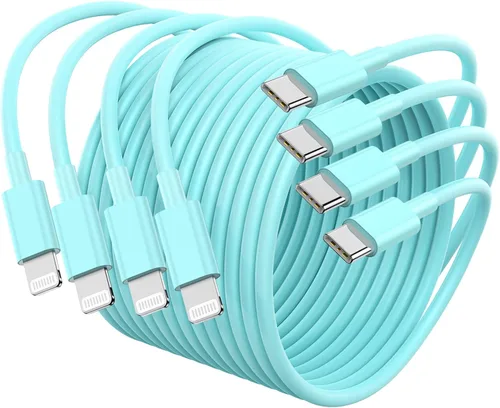 Vista 8 de [Usado] Paquete de 4 cables USB C a Lightning de 6 pies, cable de carga rápida para Negro