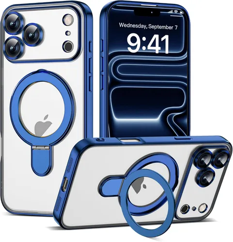 Vista 10 de Funda compatible con iPhone 12 con soporte de anillo magnético invisible [compatible con Mag-Safe] [Protector completo de lente de cámara] Funda