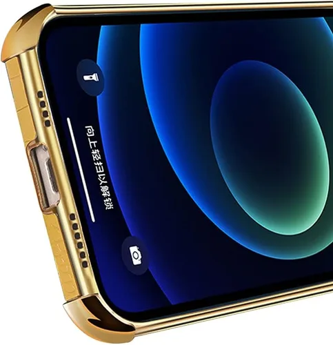 Vista 8 de Guppy Compatible con iPhone 15 Pro Max - Funda protectora de piel de cocodrilo de lujo, borde dorado, rotación de 360 grados para mujer, funda