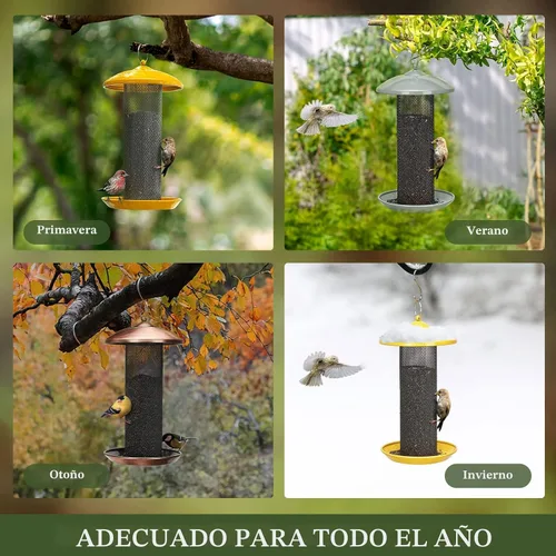 Vista 6 de Kingsyard Comederos para pinzones para exteriores colgantes, comedero para pájaros de tubo de malla metálica para semillas de nyjer/cardo, gran