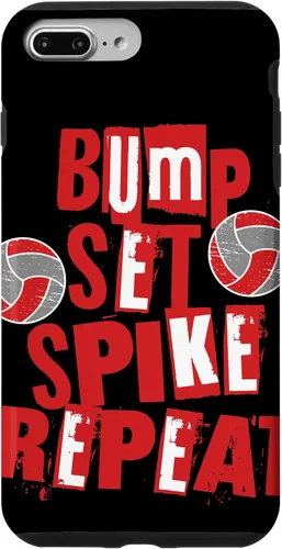 Vista 9 de iPhone 15 Parents Girls Volleyball Bump Set Spike Repeat Red & White Case