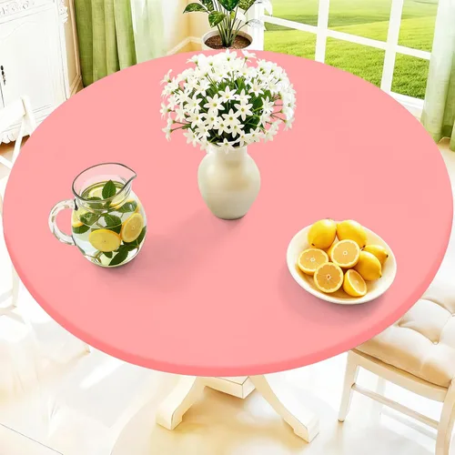 Vista 26 de Moosfor Mantel redondo de elastano, elástico ajustable impermeable para mesas de 18 a 24 pulgadas, mantel de picnic elástico lavable para Azul