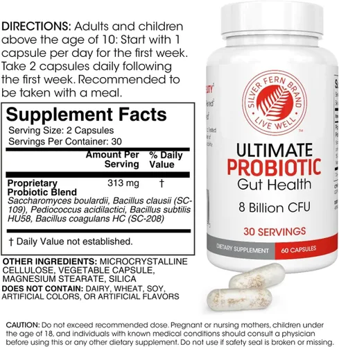 Vista 3 de Silver Fern Brand Ultimate Probiotic – Probióticos para mujeres y hombres – Suplemento de salud intestinal formador de esporas de 8 mil millones