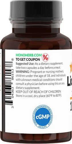 Vista 2 de MONOHERB Extracto 10:1 de hongo de melena de león - 1000 mg por porción - Tamaño de la porción: 2 cápsulas - 45 porciones por botella