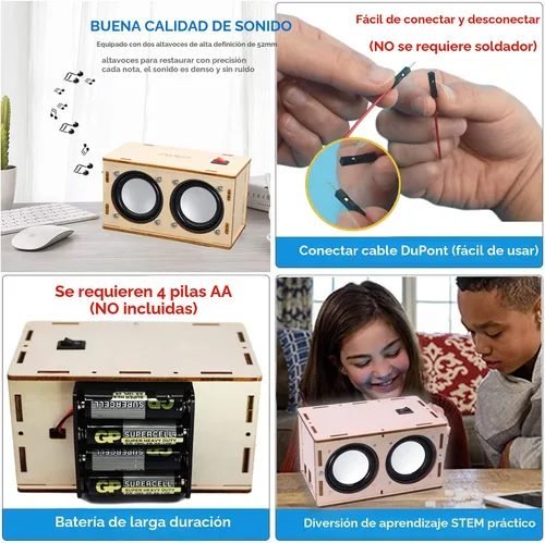 Vista 4 de Proyectos STEM para niños y adultos - Construye tu propio altavoz Bluetooth - Kit de electrónica de experimentos científicos Conjunto de bricolaje