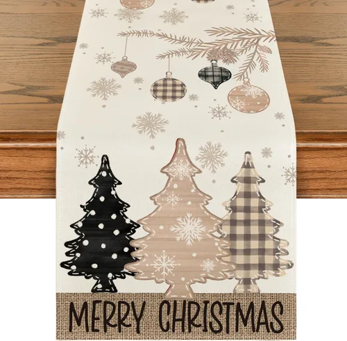 Vista 10 de Artoid Mode - Camino de mesa de Navidad con pinos azules, decoración navideña para mesa de comedor de 13 x 36 pulgadas