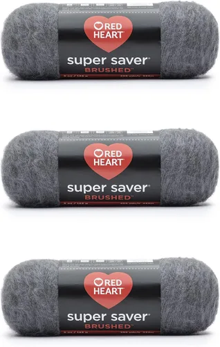 Vista 4 de Red Heart Super Saver - Hilo metálico negro – Paquete de 3 unidades de 5 onzas/142 gramos – Acrílico – 4 medianos (peinado) – 255 yardas