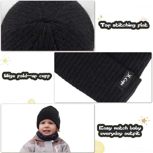 Vista 3 de FZ FANTASTIC ZONE 3 Pcs Toddlers Winter Hat Baby Beanie Boys Girls for 0-3 Years Old, Kids Warm Knitted Fleece Infant Hats