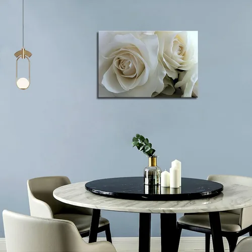 Vista 6 de First Wall Art - Enormes rosas en blanco puro arte de la pared pintura imágenes impresas en lienzo flor la imagen para decoración moderna del hogar