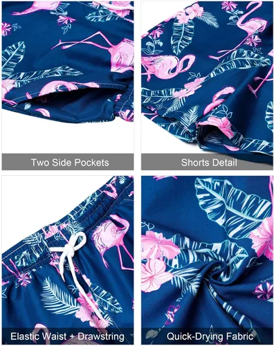 Vista 5 de J.VER - Conjunto de camisa hawaiana para hombre, estilo informal, con botones y manga corta, con shorts estampados, conjunto hawaiano tropical