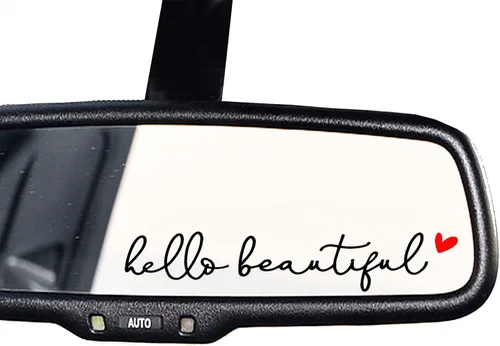 Vista 10 de 3 x Adhesivo de Espejo Retrovisor "Hello Beautiful", Vinilo para Espejo Retrovisor, Adhesivos para Espejo de Tocador, Accesorios para Coche