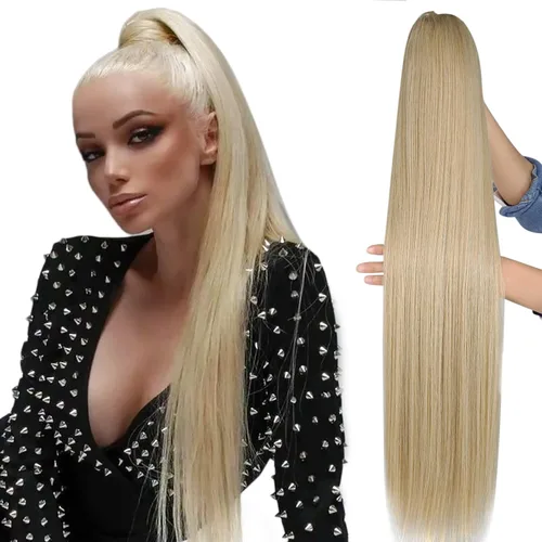 Vista 10 de Extensión de cabello rizado de 32 pulgadas de largo, cola de caballo sintética con clip instantáneo, resistente al calor, marrón oscuro (#2), 6.70
