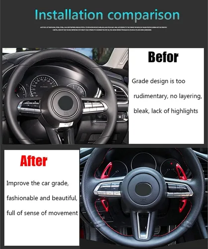 Vista 2 de Great-luck Extensiones de aluminio para palanca de cambios de volante de 2 piezas (negro) para Mazda CX-30 (2019 2020 2021) Mazda 3 Hatchback