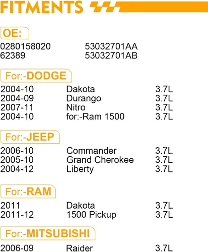 Vista 2 de 0280158020 Inyectores de combustible de 3.7L aptos para: Dodge Dakota Durango Nitro para:-Ram 1500, para:-Jeep Commander Grand Cherokee Liberty