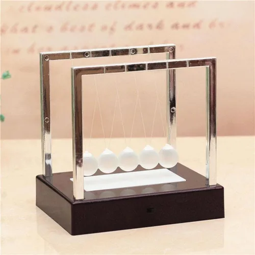Vista 6 de Baoblaze Newtons Cradle - Pelotas de equilibrio de cristal, juguetes físicos, mesa de péndulo oscilante para niños y adultos, regalos aliviadores