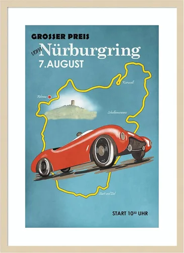Vista 15 de Amanti Art Impresión artística enmarcada para pared, 24 x 20 pulgadas, Nurburgring Motorcycle Racing por Mark Rogan, arte de pared deportivo