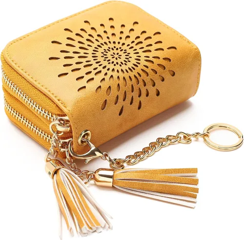 Vista 12 de APHISON RFID - Porta tarjeta de crédito con llavero, cartera pequeña con cremallera para mujer, Moderno