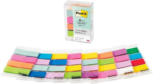 Vista 12 de Post-it Film 688-3MC-1N Notas adhesivas, encabezado, multicolor, 1.7 x 0.5 pulgadas (1.732 x 0.472 in), 4 colores, 20 hojas, 3 blocs