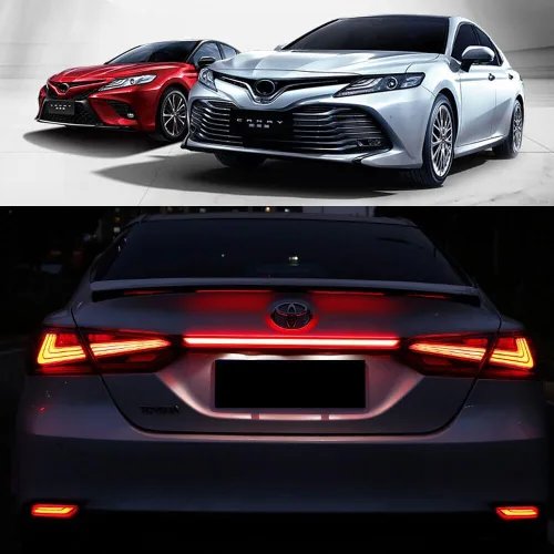 Vista 3 de Lente Roja Óptica 3D Completa LED Tipo Secuencial Trasera Señal de Giro Luz Trasera Freno para Toyota Camry 2018 2019 2020 2021 2022 2023