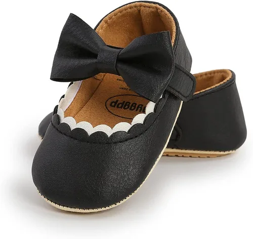 Vista 5 de SOFMUO Mary Jane - Zapatos planos con lazo, zapatos de ballet para niñas pequeñas, primeros caminantes, para boda, Navidad, zapatos de vestir