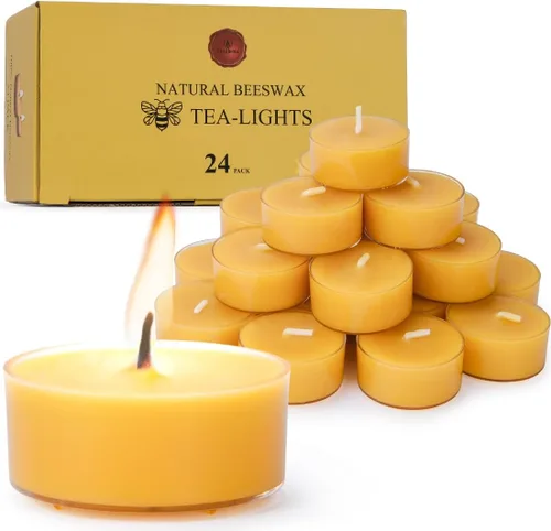 Vista 7 de TELOSMA 12 velas de cera de abeja natural, velas orgánicas Clean Burn