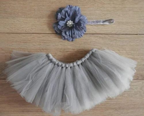 Vista 3 de Accesorios de fotografía para bebé niño y niña, trajes para sesión de fotos recién nacidos, encantador, vestido tutú, diadema de flores