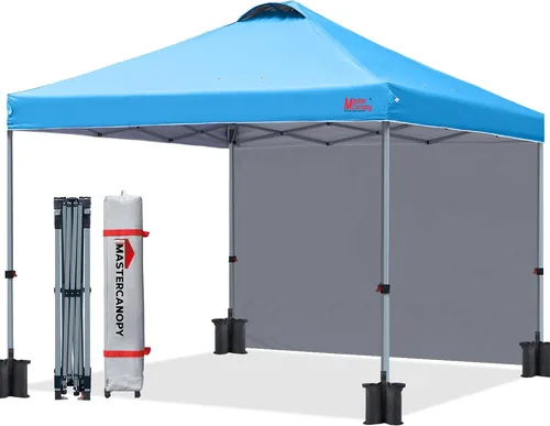 Vista 32 de MASTERCANOPY - Toldo desplegable duradero con 1 pared lateral (6.6 x 6.6 pies, caqui)