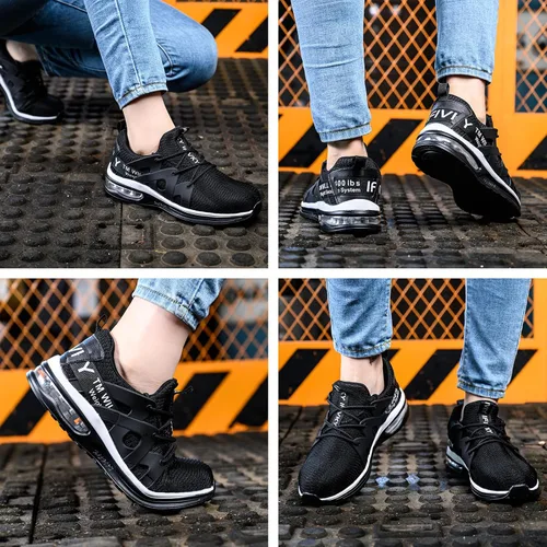 Vista 6 de Zapatos de punta de acero para mujer, ligeros, transpirables, zapatos de trabajo cómodos, a prueba de pinchazos, antideslizantes, zapatos