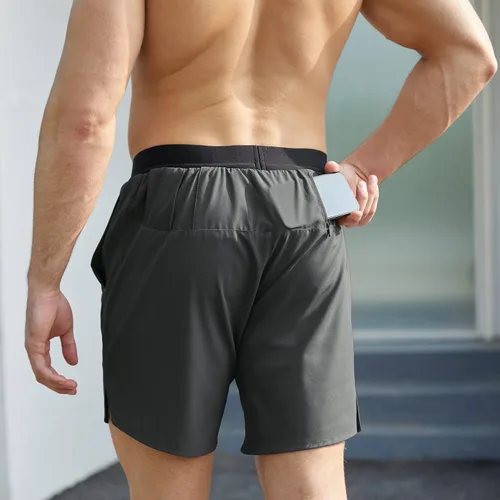 Vista 7 de Pantalones cortos de correr 2 en 1 para hombre, pantalones cortos deportivos de gimnasio de secado rápido de 7 pulgadas para hombres, pantalones
