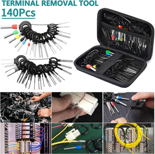 Vista 7 de Kit de herramientas de extracción de terminales, kit extractor de terminales de 140 piezas para automóvil, conector de cable, juego de herramientas