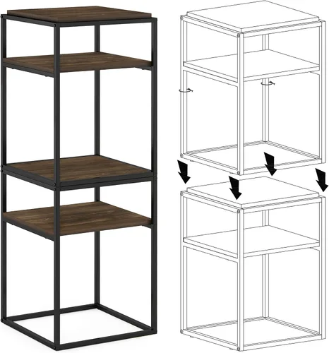 Vista 11 de Furinno JAYA Mesa auxiliar ovalada de diseño simple con contenedor, americano/cromo
