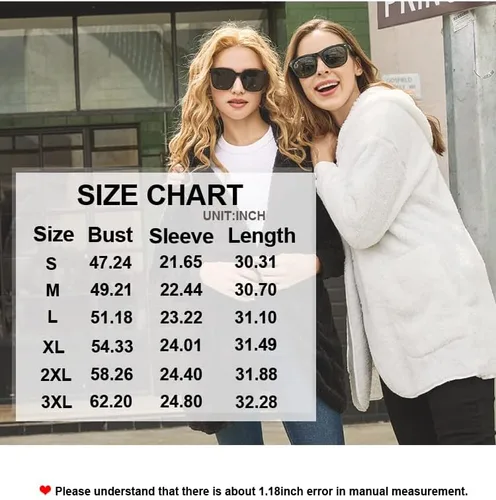 Vista 5 de LONGYUAN Chaqueta de forro polar para mujer, abrigos casuales con capucha mullida, suéteres con bolsillos