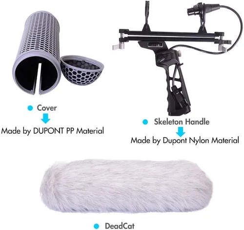 Vista 3 de Micolive Micrófono Parabrisas Blimp Estilo Proteger Jaula y Sistema de Suspensión de Montaje de Amortiguador Compatible con Rode NTG1 NTG2 NTG3