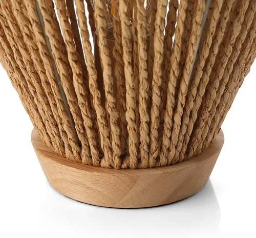 Vista 5 de Lámparas de mesa boho para dormitorio y sala de estar - Pequeñas linternas de canasta tejida natural con pantallas de cuerda de papel