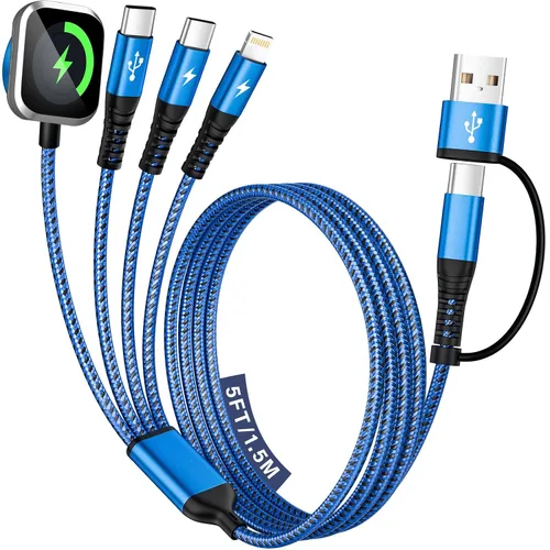 Vista 20 de Cable de carga múltiple USB C 4in2 3 X para cargador de iWatch, 5 B1-cuadrado