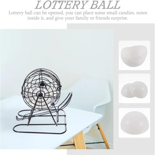 Vista 6 de Juego de 25 bolas de bingo para rifas, 1.57 pulgadas, color blanco, para juegos de lotería, para eventos, fiestas y actividades festivas