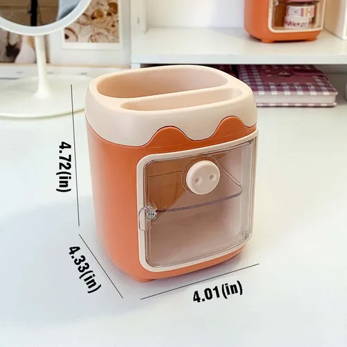 Vista 9 de MLAFE Kawaii Portalápices de Cerdo Lindo Cubo de Almacenamiento de Cosméticos Kawaii Cubo de Almacenamiento Multifuncional Cubo de Papelería de Azul