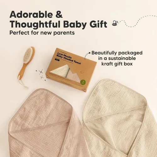 Vista 9 de KeaBabies Toallas de muselina con capucha para bebés y niñas recién nacidas, paquete de 2, toallas de baño de algodón orgánico de 30 x 30 pulgadas