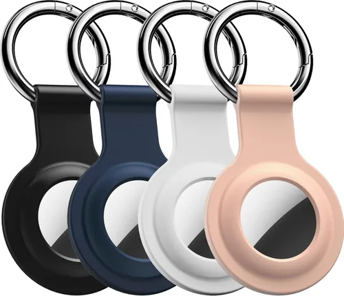 Vista 14 de Paquete de 4 fundas impermeables AirTag con llavero, protector de silicona a prueba de golpes para Apple AirTag de 2ª generación (2026) y 1ª 2 Azul