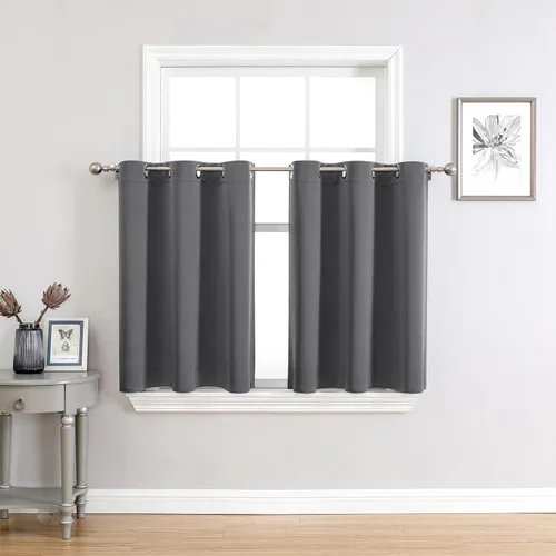 Vista 55 de ChrisDowa - Cortinas cortas para ventana de 40 pulgadas para dormitorio - Cortinas cortas con ojales y aislamiento térmico para oscurecer