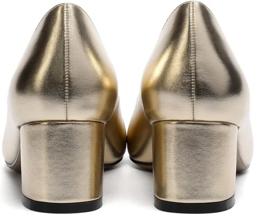 Vista 6 de Eldof Zapatos de tacón bajo y grueso para mujer, con puntera redonda, sin cordones, para bodas, fiestas, oficina, zapatos de vestir clásicos de 2