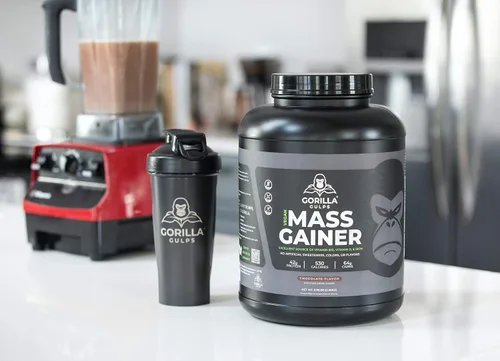 Vista 6 de Gorilla Gulps Ganador de masa vegano de chocolate - 5 libras de proteína natural alta en calorías en polvo: OGM, gluten y soja. Sin ingredientes